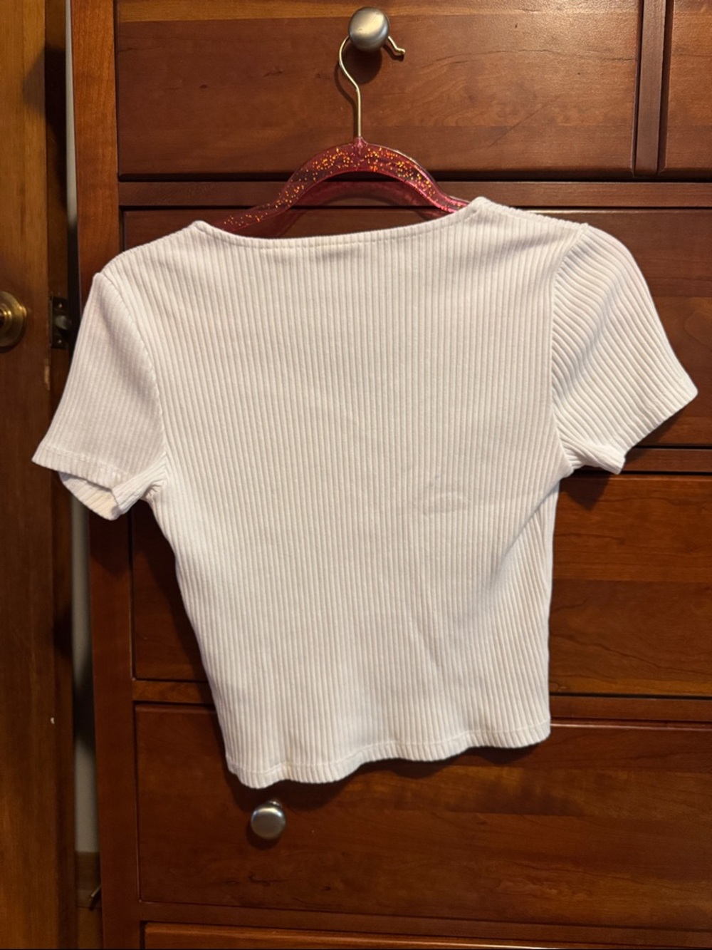 Levi's White Ribbed Button-Front Crop Top - Picture 5 of 6